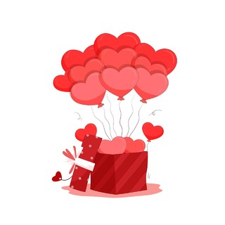 爱心红色气球礼盒